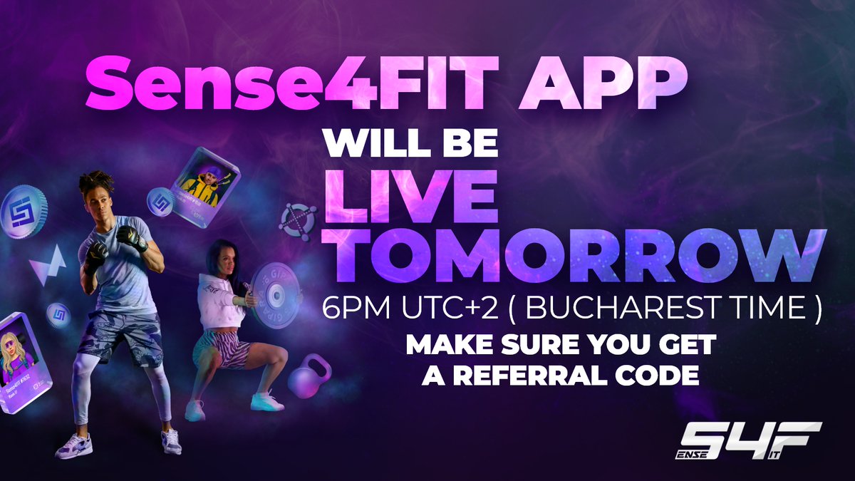 Some things are worth the wait. 

✅ The Sense4FIT APP will be live tomorrow, at 6 PM-UTC +2 ( Bucharest time ). 

✅ Make sure you get a referral code. 

🔥 Stay tuned for more!