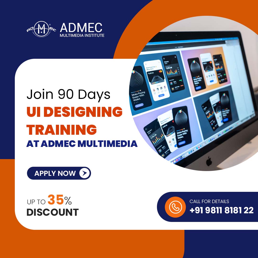 admecinstitute's tweet photo. Join 90 Days #UIDesignTraining at ADMEC Multimedia 
During the training at our #UIdesigninstituteinRohini, you will master #AdobeXD and #Photoshop. You will be efficient at planning, #designing and #prototyping of #mobileapps and #websites

Check course: https://t.co/sb6c7IKQTv https://t.co/vSXpwncSje