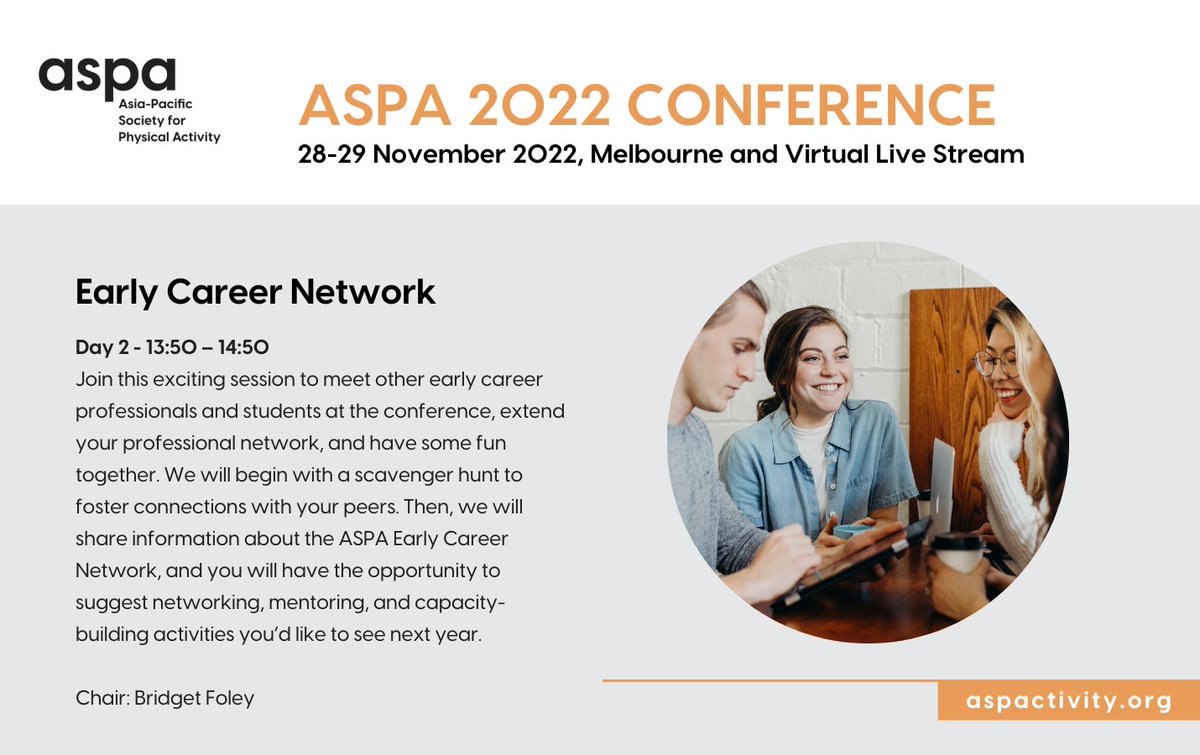 ASPActivity's tweet photo. Check out the #ASPA2022 program for two exciting opportunities to network and develop new skills 🤓

Day 2 program
#Advocacy Workshop 
#EarlyCareerNetwork Scavenger Hunt

Find out more below 👇 https://t.co/HEFRzY6lpP