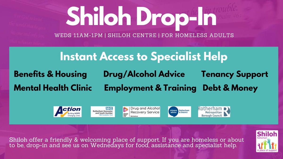 If you are homeless or feel you might be soon, then please come and visit us today at 11am. You'll receive a warm welcome, a free hot meal and instant access to help/advice from ourselves <a href="/HousingRMBC/">Rotherham Housing</a> @CGLRotherham <a href="/rdash_nhs/">RDaSH NHS FT</a> <a href="/KarenRotherfed/">Karen RotherFed 💙</a> <a href="/RotherhamCAB/">Citizens Advice Rotherham and District</a> &amp; Action Housing.