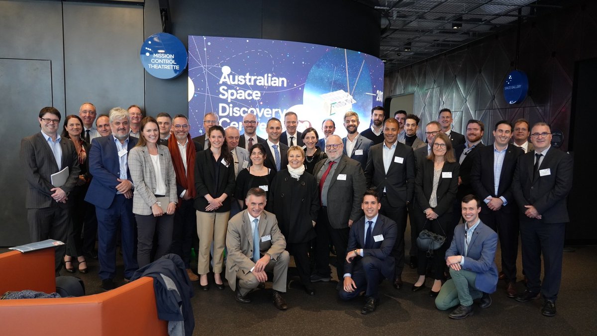 AusSpaceAgency's tweet photo. Australia and France have a rich history of collaboration in space, and we had the great pleasure in welcoming the 🇫🇷 space delegation to the Australian Space Discovery Centre on their recent visit. ✨ https://t.co/oWSuXQSxOT