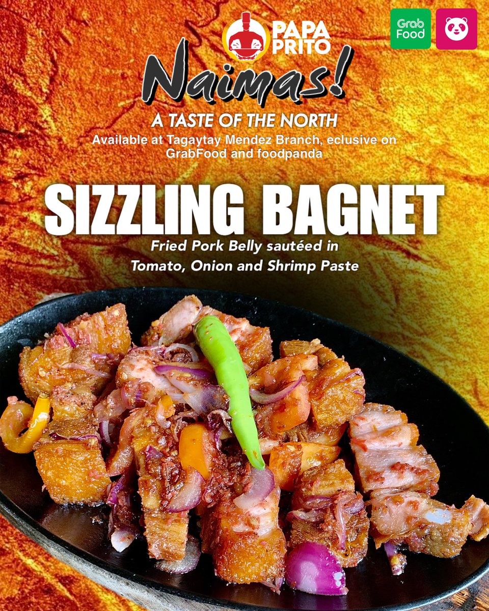 Papprito's tweet photo. #Bagnet you will never forget! Order now!📱🛵
*Exclusively available at Papa Prito - Tagaytay Mendez GrabFood and foodpanda apps.😊
🐼FOODPANDA:
https://t.co/pmdxKB3S9q
💚GRABFOOD:
https://t.co/CBI9TL837G
#Naimas #SarapNgNorte
#LasapAngPinoySarap
#ILovePapaPrito❤️💛 https://t.co/FASjua7MiE