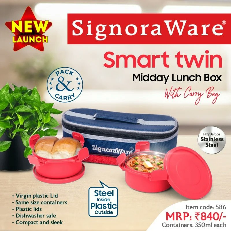 SignoraWare's tweet photo. Make the smart move with Smart Twin Midday Lunch Box
#signoraware #smarttwinlunchbox #smarttwinmidday #smarttwin #middaylunchbox #lunchbox #midday #steellunchboxwithlid #lunchbox #innersteelbody #steel #virginplasticlids #school #college #office #sharelunch #multiplecolours https://t.co/0JPzPsSHsx