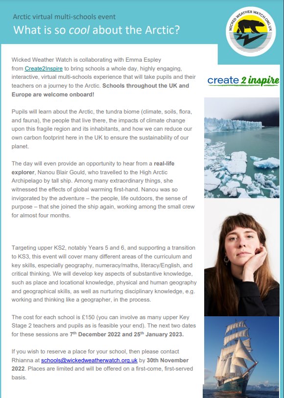 Wicked Weather Watch (@wickedweather1) on Twitter photo We’re doing a multi-schools event that is perfect for KS2 pupils to learn about the fastest warming place on the planet! Don’t miss out and book your spot today❄️ <a href="/EmmaEspley/">Emma Espley</a> We’re doing a multi-schools event that is perfect for KS2 pupils to learn about the fastest warming place on the planet! Don’t miss out and book your spot today❄️ <a href="/EmmaEspley/">Emma Espley</a>
