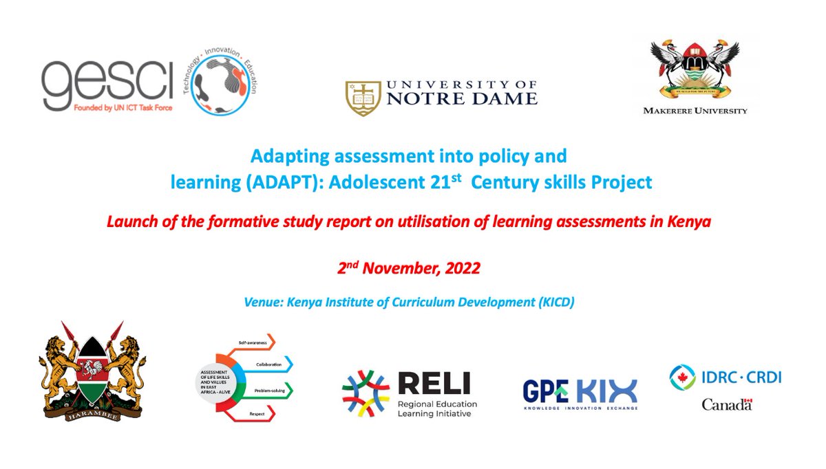 ItsMungayi's tweet photo. Assessments have become integral to today's teaching, learning, and data-driven decision-making efforts.
#UtilisingLearningAssessments #KenyaChapter #ADAPTReportLaunch
@GESCI @RELIAFRICA @MAKCEES @USAWAAGENDA https://t.co/Gdw3qiujtg