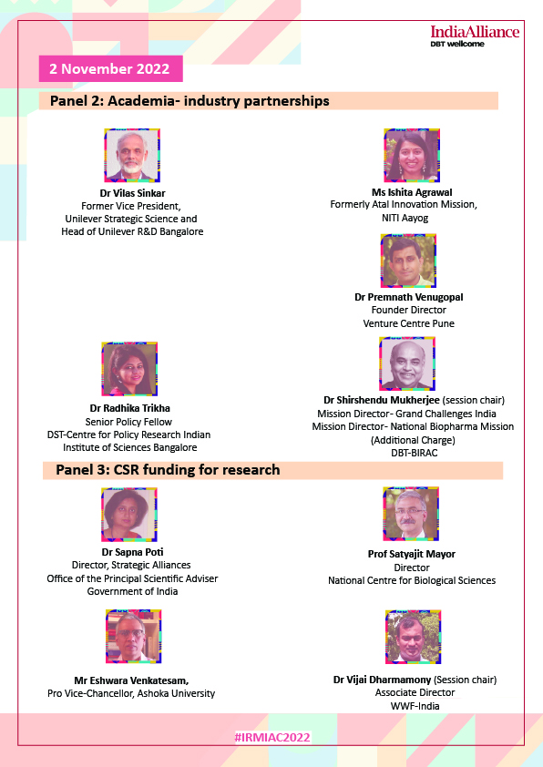 India_Alliance's tweet photo. #IRMIAC2022 #Day3
 
Today at the IRMI Annual Conference -
 
➡ Panel Discussion on Academia-Industry Partnerships
➡ Panel discussion on CSR funding for research
➡ Session on Engaging institutions and funders
➡ Informal Networking
 
🔗https://t.co/wV8hDWl8qV

#researchecosystem https://t.co/hPCyQ1e4HR