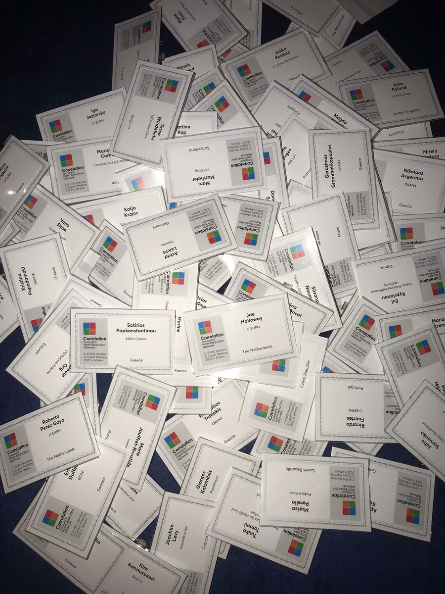 CorrelationNet's tweet photo. Set-up is done for the #CEHRNAthens22 expert meeting! Can you spot your name in the pile of badges?
#HarmReduction #HRWorks https://t.co/dXVm74Sxtt