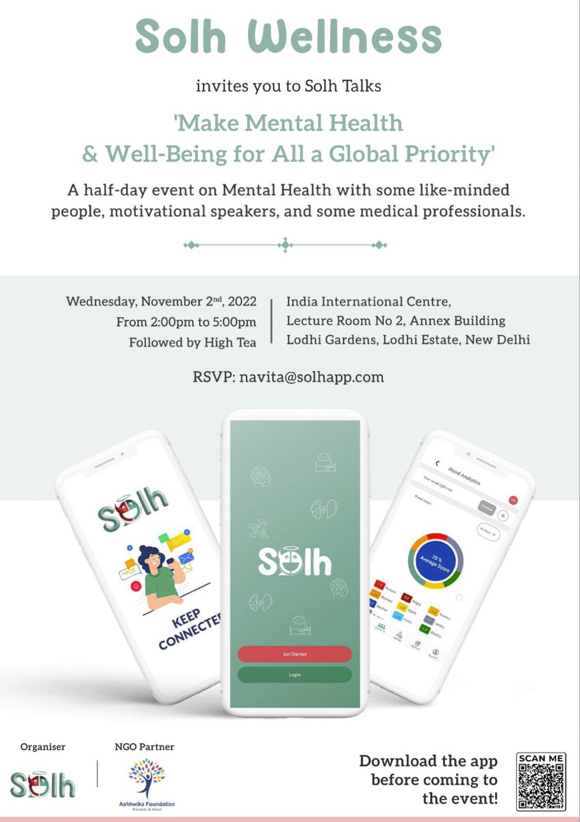 ipranavgupta's tweet photo. I am extremely happy to share that we are hosting the 1st physical event for @solhappofficial  on #SolhTalks 'Mental Health &amp; Well-being for all a Global Priority'.
Proud that the entire project has been executed under the visionary leadership of my friend &amp; brother @kapgup https://t.co/nLmtMOfUbU
