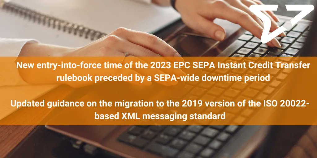 Find out more about the new entry-into-force time of the 2023 #SCTInst rulebook which will be preceded by a SEPA-wide downtime period & the updated guidance document on the migration to the 2019 version of the ISO 20022-based XML messaging standard: buff.ly/3Njy1sw