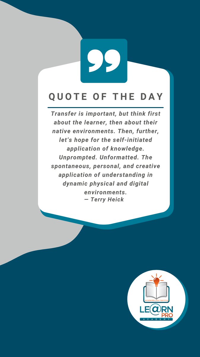 learnproacademy's tweet image. What have you found to be effective teaching or learning methods? 

#TerryHeick
#EduQuote
#LearnPro
#LearnProAcademy