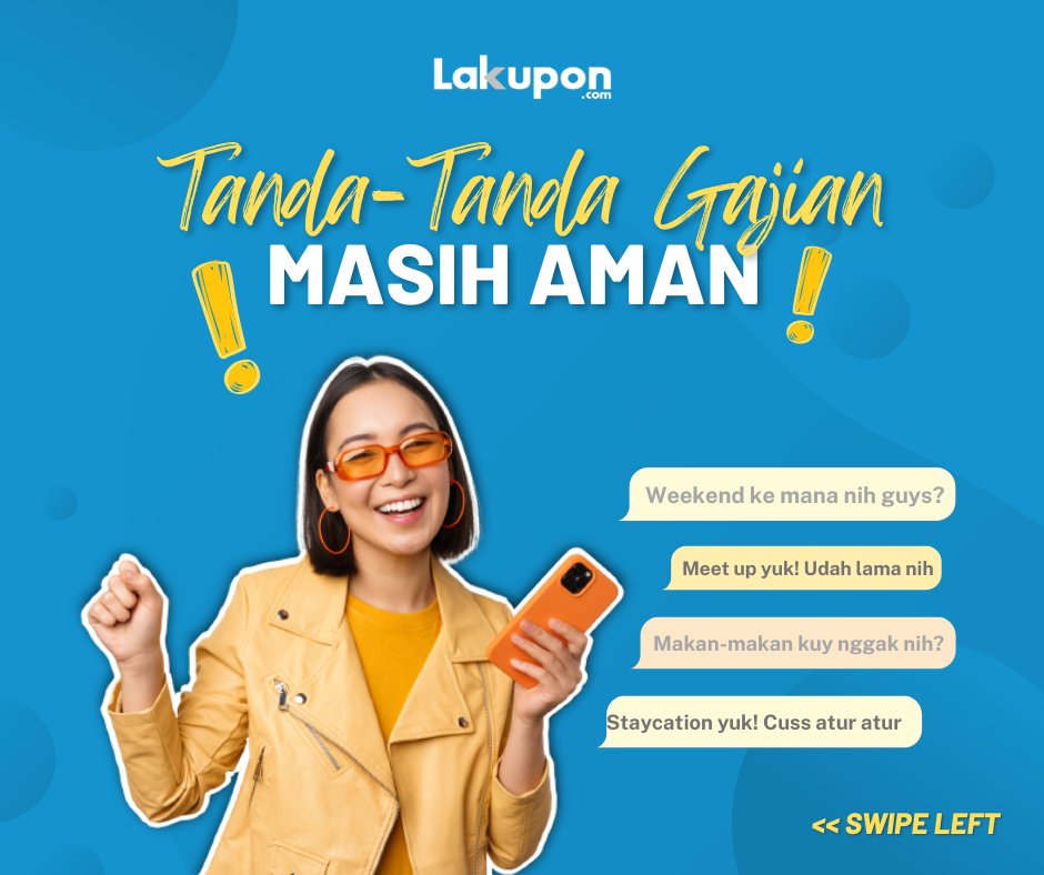 LaKupon's tweet photo. Pssttt!! Ini nih tanda-tanda gajianmu masih aman pas tanggal muda begini 😜

Apalagi kalau udah serbu promo-promo di Lakupon yang diskonnya hingga 83%, udah pasti masih aman tuh 😁

Cek yuk, promo apa aja yang bisa nemenin kamu diawal bulan bareng https://t.co/e28ugtxmhc! https://t.co/z0DdyhSIT6