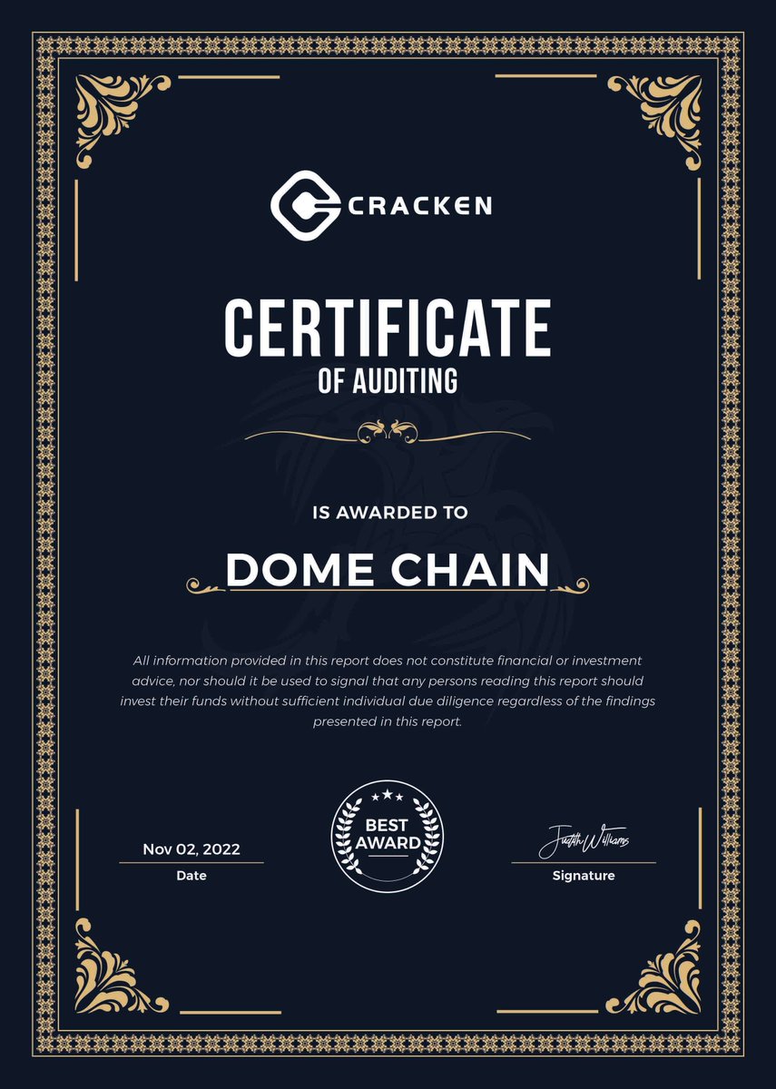 CrackenTech's tweet photo. Dome Chain @DomeChains is audited and listed, please check the audit report below

Project Website:
https://t.co/TRZaE7TCoO

Audit Report:
https://t.co/W8JcI2PqAr

Request A Quote:
https://t.co/Jj6OSJyizi https://t.co/8qXqAQasZl