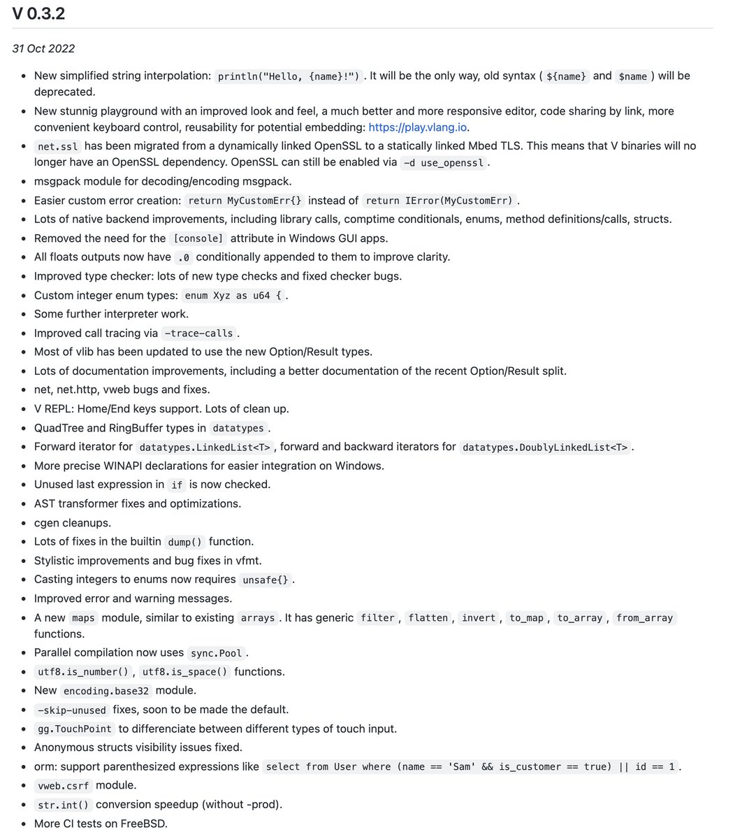 V 0.3.2 is out!

github.com/vlang/v/releas…