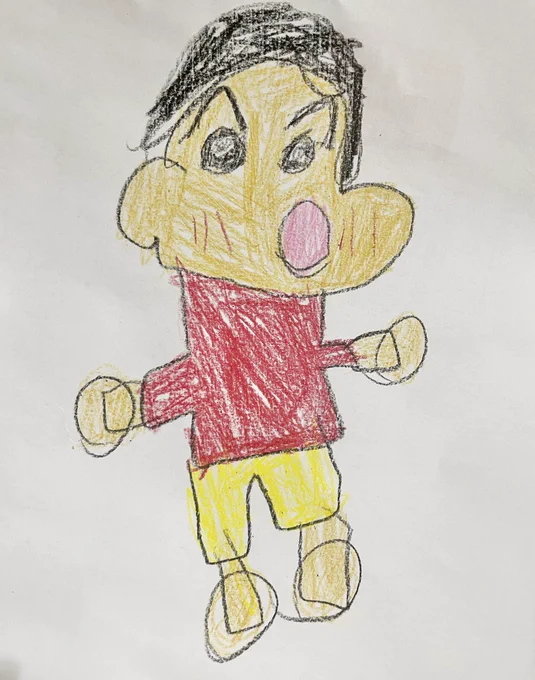 はーちゃんが描いたしんちゃん色の塗り方も上手 