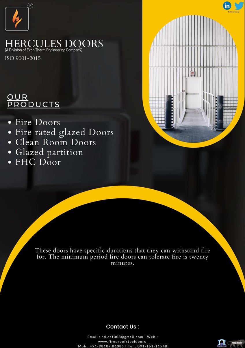 Hercules_Doors's tweet photo. The fire-rated door will protect your premises, ensuring that the fire doesn’t spread and is contained in one area. #herculesdoors #exchthermengineering #fireproofsteeldoors #fireprotection #firesafety #fireresistence #fireproofsteeldoors #cbri #safety https://t.co/x1dhb6Cfvi