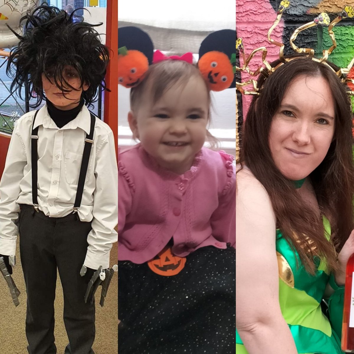 chezza105's tweet image. 🎃🎃 Me and my two cheeky monkeys this Halloween
( Edward sissorhands, Minnie mouse and Medusa) 🎃🎃