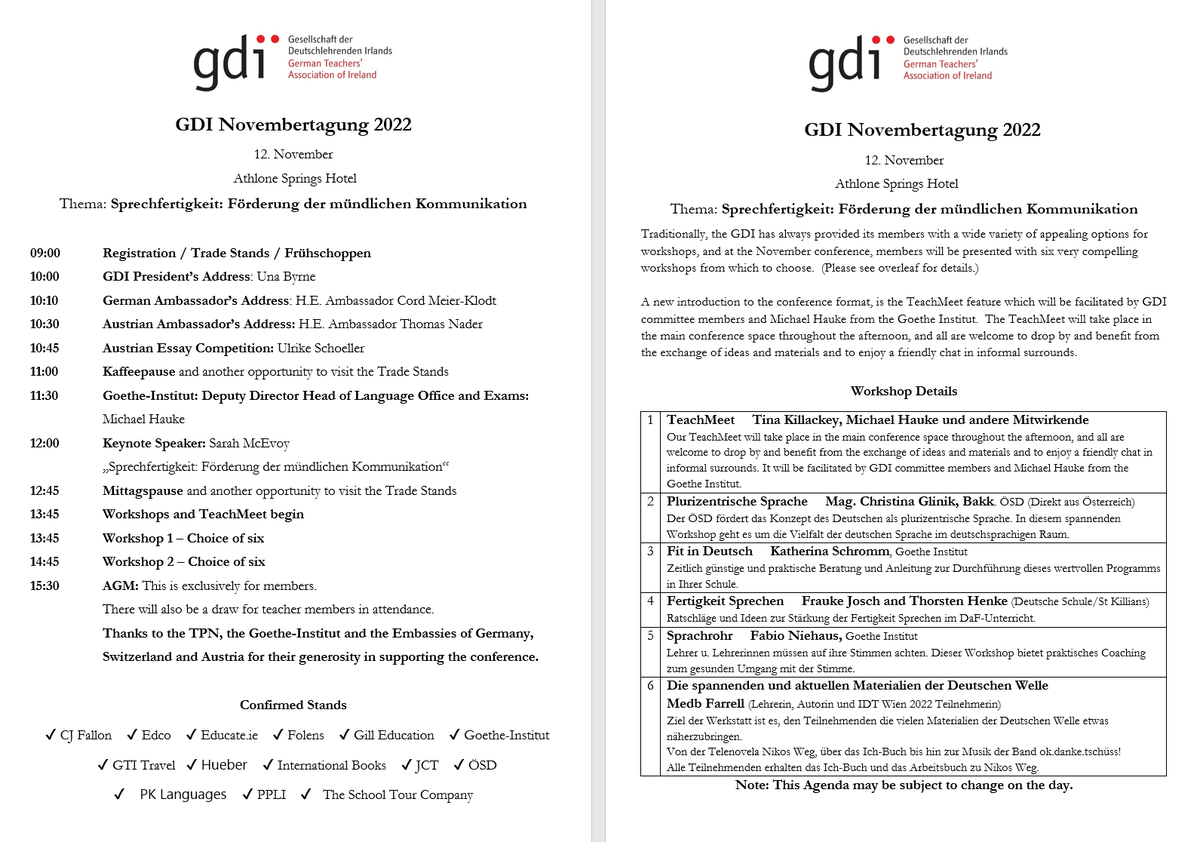 germanteachers's tweet photo. Wir können kaum warten alle Deutschlehrenden und #NQT #PME #FLA angesicht zu angesicht treffen zu können. Nur zehn Tage bis zur @germanteachers Tagung. @languages_ie @jctMFL  Registrieren Sie hier: https://t.co/FLwvvdhEj6 https://t.co/wda1hPDrqK
