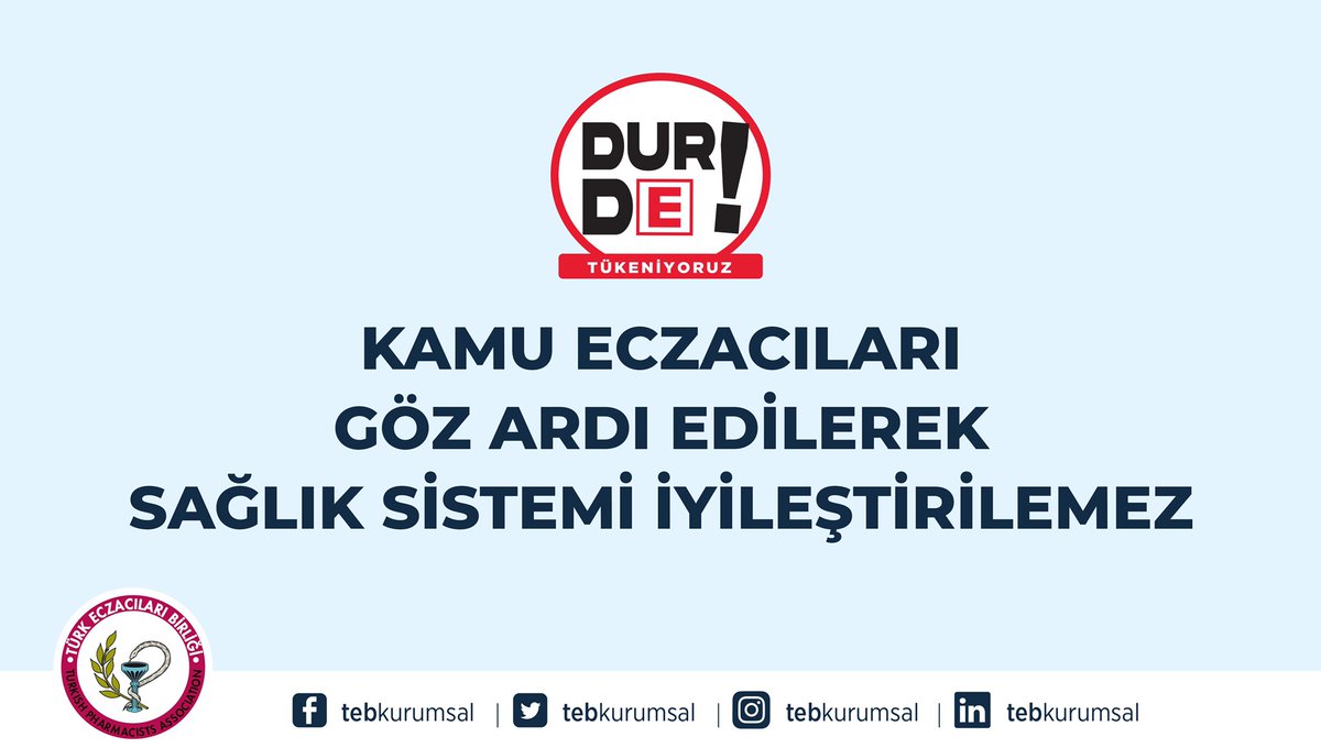 KAMU ECZACILARI GÖZ ARDI EDİLEREK SAĞLIK SİSTEMİ İYİLEŞTİRİLEMEZ. 
#EczacıyaHakEttiğiDeğerVerilmelidir

bit.ly/3sOidV5