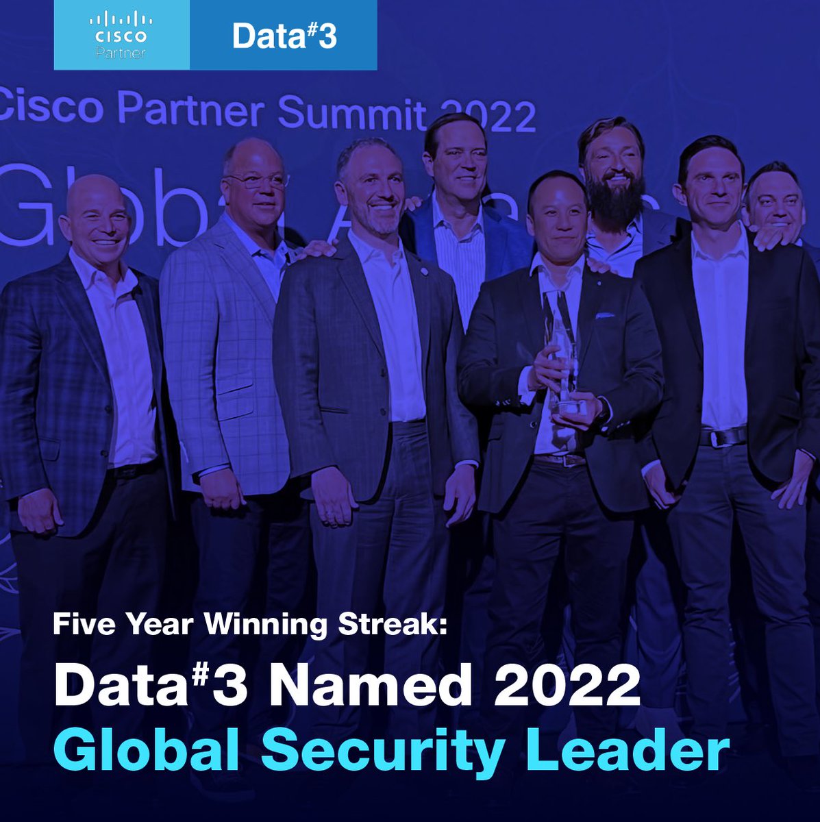 5 years, 5 global awards… the @CiscoANZ and @Data3Limited partnership has never been stronger.  Together there isn’t anything we can’t accomplish for our customers. #CiscoPS22