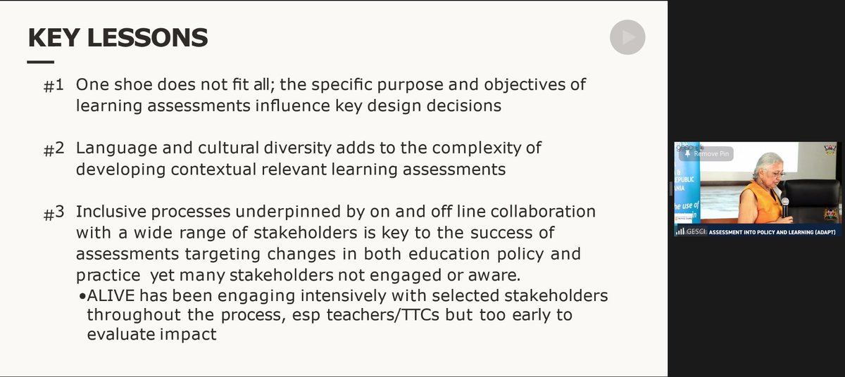 alive_programme's tweet photo. Dr. Sheila Wamahiu - @JaslikaConsult shares the lessons of the formative study on utilisation of learning assessments in Kenya.
#UtilisingLearningAssessments
#KenyaChapter
#ADAPTReportLaunch https://t.co/JKW4qVbe9B