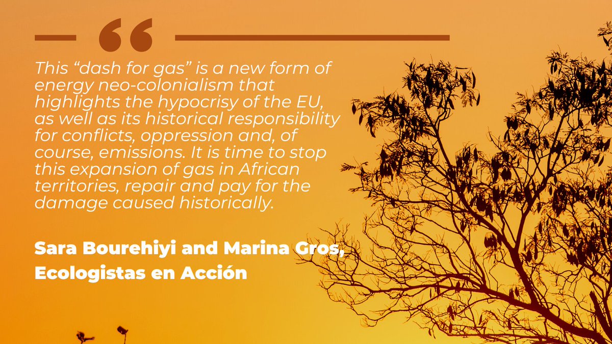 CANEurope's tweet photo. As @ecologistas puts it, this new #dashforgas in #Africa is a new form of colonialism from the @EU_Commission, jeopardizing AGAIN the continent's development and #JustTransition.
#DontGasAfrica: https://t.co/47mz0go1N7 https://t.co/CO9gfci7Wn