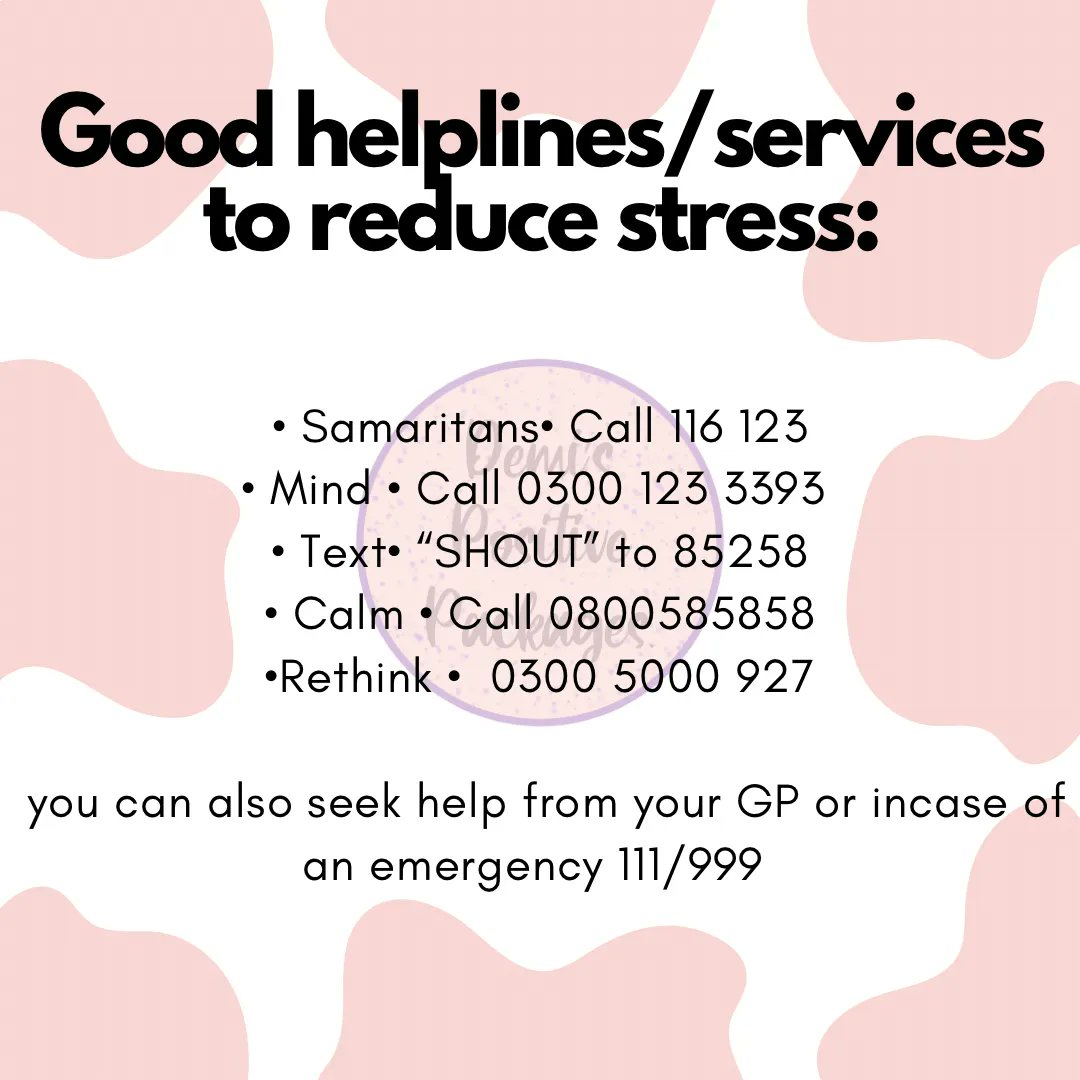 It’s National Stress Awareness Day!!

Here’s some information and help around stress🥰

<a href="/samaritans/">Samaritans</a> <a href="/Rethink_/">Rethink Mental Illness</a> <a href="/YoungMindsUK/">YoungMinds</a> <a href="/MQmentalhealth/">MQ Mental Health Research</a> <a href="/mhtodaymag/">Mental Health Today</a> #MentalHealthDay #MentalHealthMatters #stress #stressawareness #stressrelief #stressmanagement #MentalHealthAwareness  #anxiety