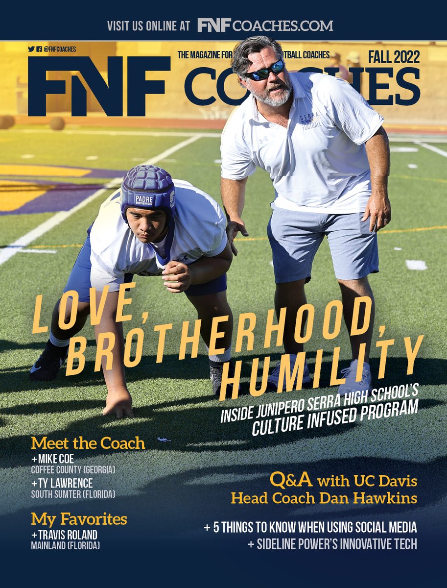 Cover story for <a href="/fnfcoaches/">FNF Coaches</a> magazine on culture in high school football. Talked with <a href="/coachwalsh20/">Patrick Walsh</a> of <a href="/PadreAthletics/">Serra Athletics</a> and <a href="/SerraSanMateo/">Serra High School</a> HS in <a href="/CityofSanMateo/">City of San Mateo</a> on how core values of love, brotherhood and humility makes for consistency on the gridiron. issuu.com/ae-engine/docs…