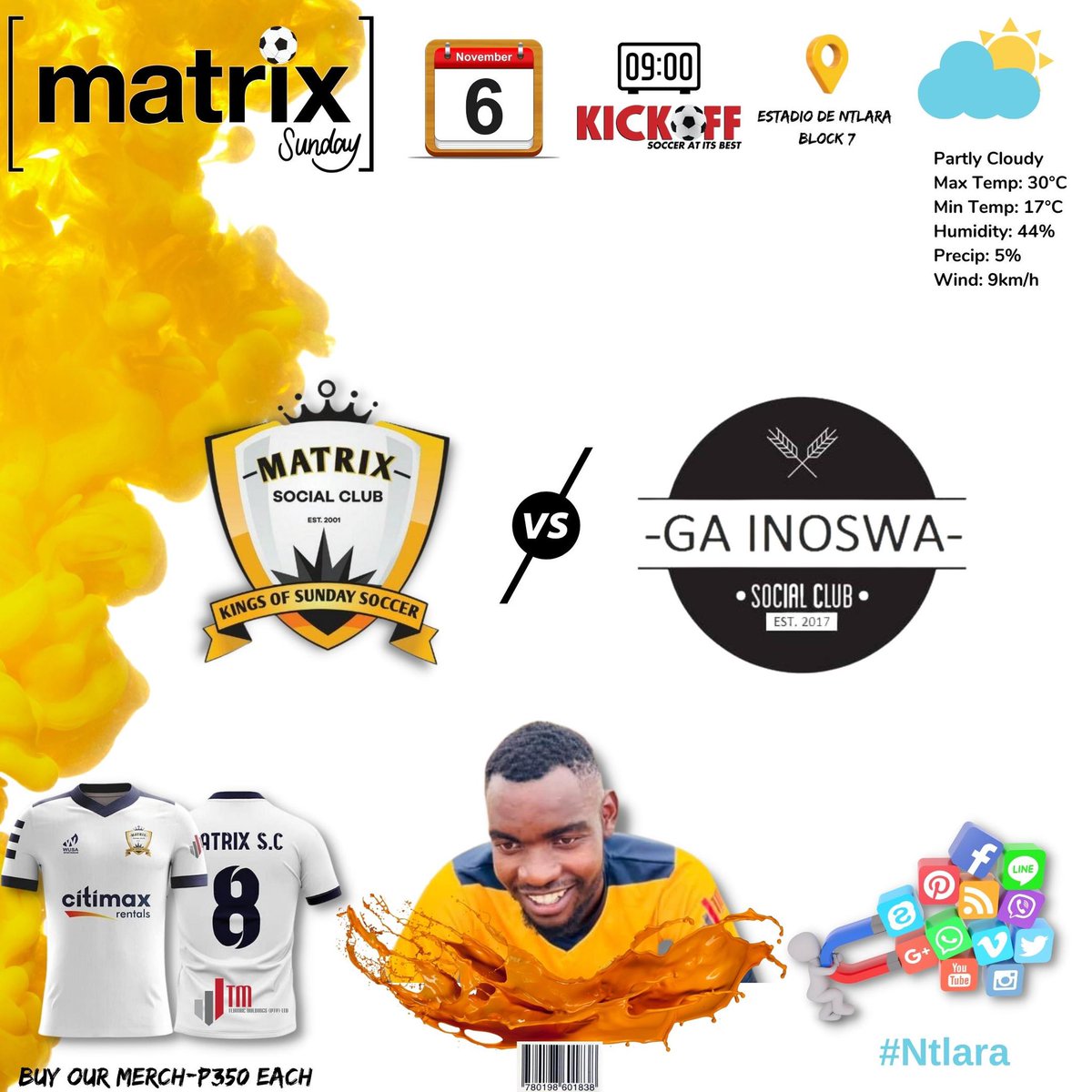 MatrixSC1's tweet photo. This weekend re tsaya Ga Inoswa Social Club aka ”Lekgamu La Bananyana” aka “Own Goals”
Le tle le Moruti Thuso Tiego tlhe banna a tle go bona lo inosa.
#WeAreMatrix
#Matrix4Life
#Ntlara
#EstadioDeNtlara https://t.co/Lr69VrbKtS