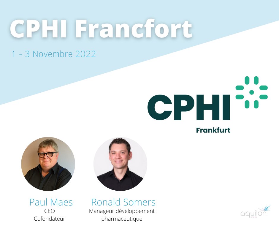 AquilonPharma's tweet photo. @AquilonPharma participe au @CPHI_Events de Francfort en Allemagne du 1er au 3 novembre 2022. 📆 https://t.co/hyJFz1apoP