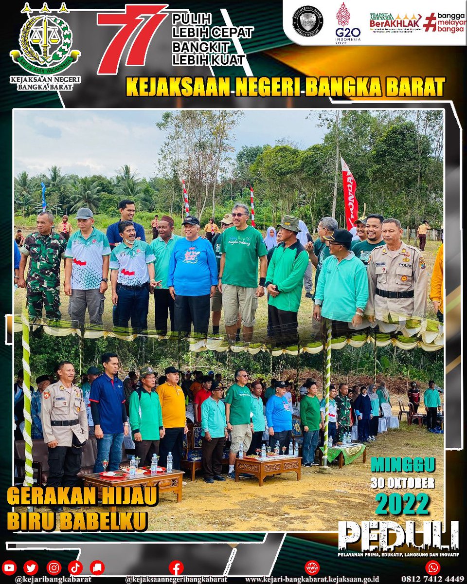 kejaribabar's tweet photo. Minggu, 30 Oktober 2022, Kepala Kejaksaan Negeri Bangka Barat yang diwakili oleh Plt kepala seksi Intelijen menghadiri acara Go Green School
“One Student One Tree” Gerakan Hijau Biru Babelku https://t.co/cwrNHm33VQ