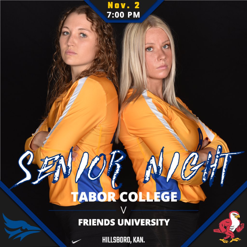 GoTaborBluejays's tweet photo. 🏐 SENIOR NIGHT! 

In their final home game of the season, Tabor Volleyball will recognize its two seniors, Kallie Cathcart and Caitlin Crisp before the match with Friends University tonight at 7:00 pm.

Good luck Tabor! Check in live at https://t.co/xRe8zRyuMO https://t.co/xRCqGufyxV