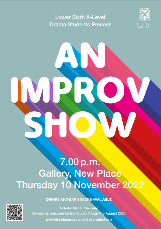 Lower Sixth pupils are excited to present 'An Improvisation Show' at the Gallery in New Place next Thursday 10 November. Tickets are free and can be found via this link: https://t.co/ZOwrZxXEWb 

We look forward to seeing you there! 

#improvisation #drama #showtime