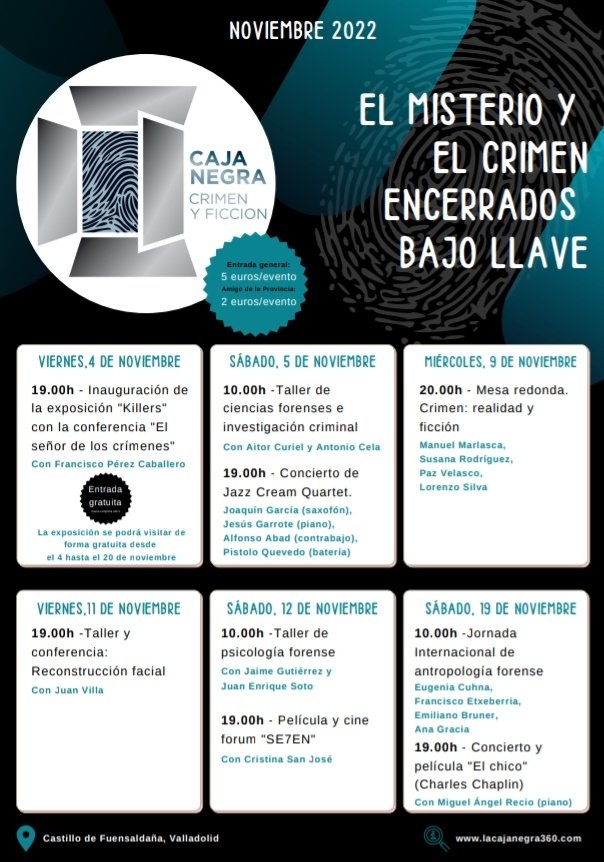 RobertoPSJ's tweet photo. 📦LA CAJA NEGRA, Crimen y Ficción.

Durante el mes de noviembre'22 en el Castillo de Fuensaldaña (Valladolid), tendrá lugar este evento cultural lleno de películas, conciertos y actividades relacionadas con la criminología.
https://t.co/mcRVWIGyd3
@manumarlasca  etiquetados y más https://t.co/KYamlAVBeG