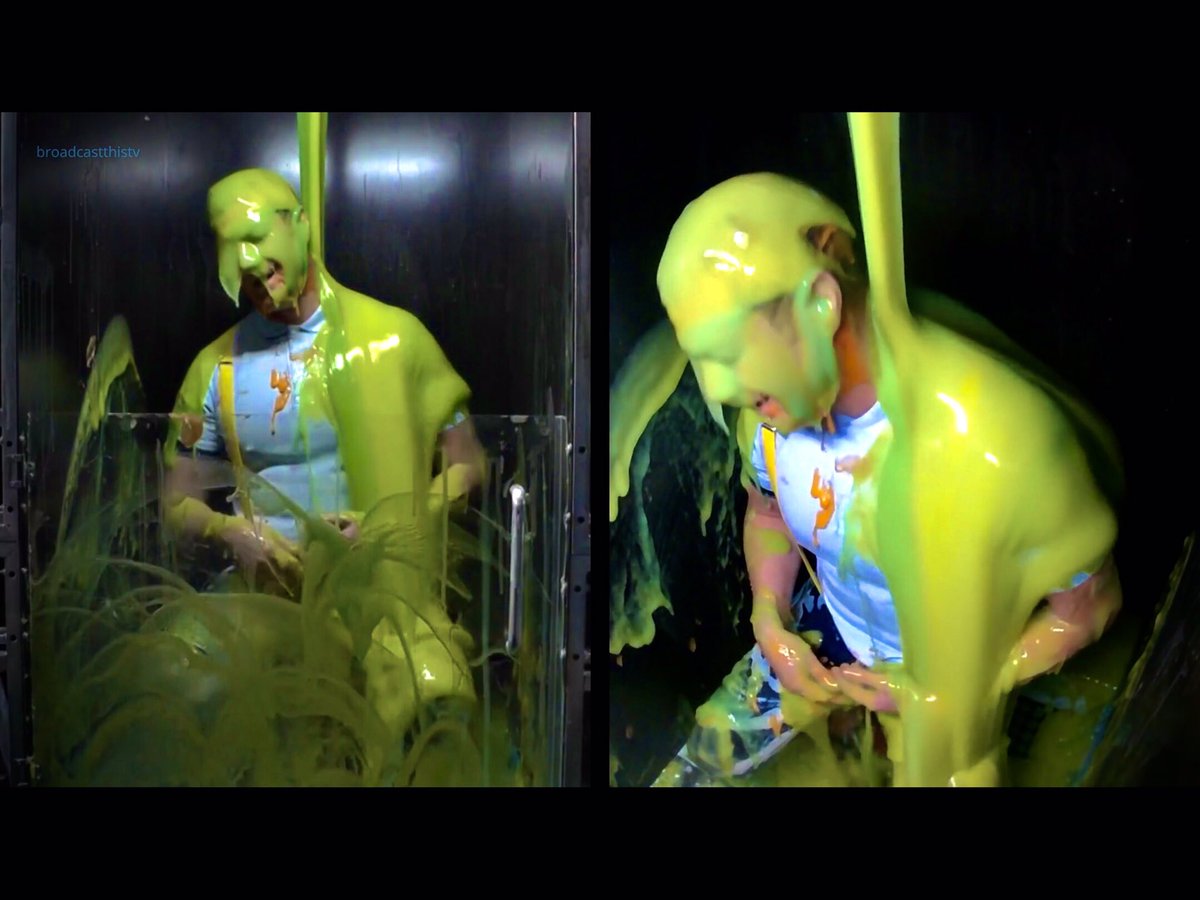 StephenAHayes's tweet photo. Dump your load: Ended up looking like a builders radio #tanking #gunging #gunge #gunged #gameshow #loser #bleachers #polo #braces #wrecked #humilation #gunk @BroadcastThisTV #customsession https://t.co/RppBrtaT6g