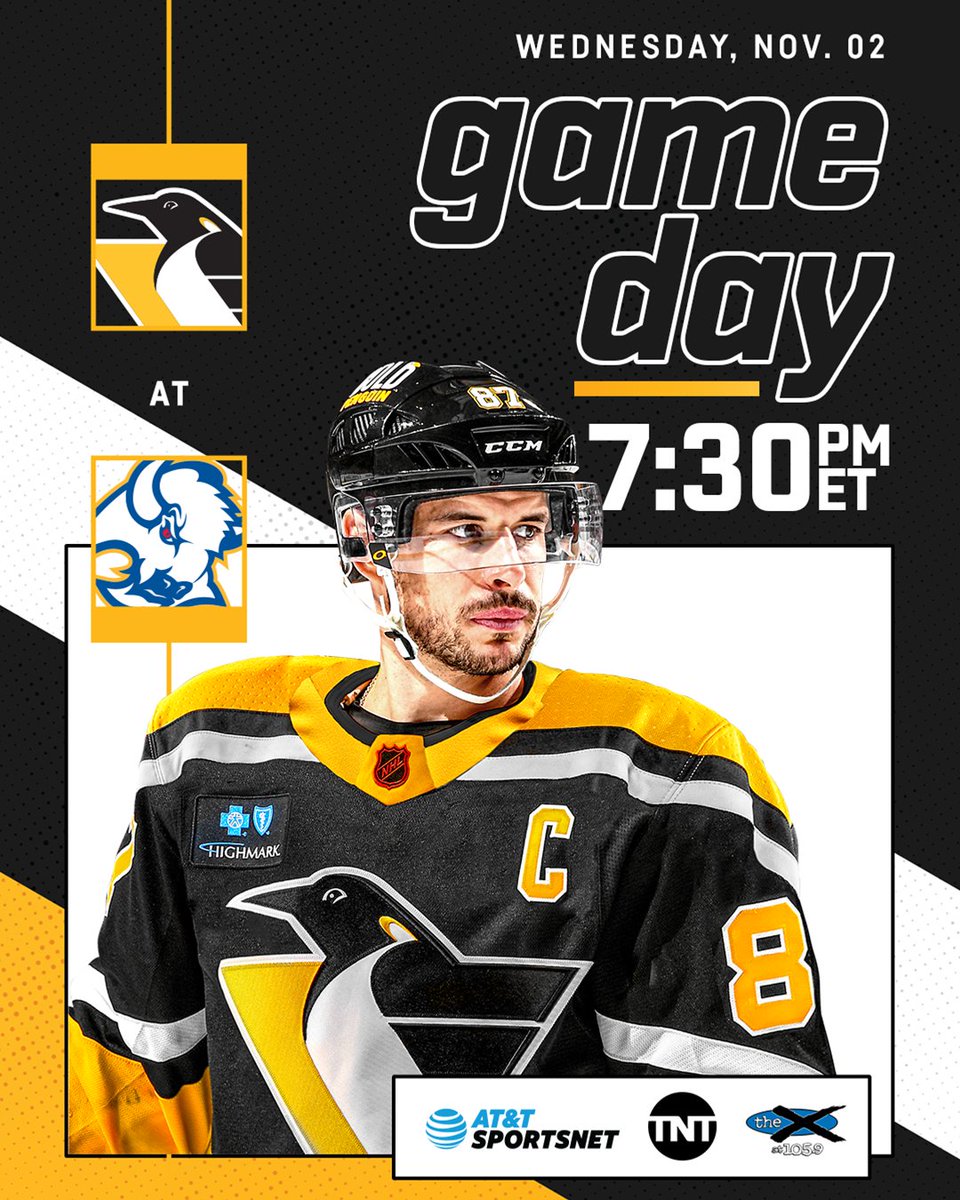 Our Reverse Retros make their debut at 7:30 PM. See you soon, Sabres. Game preview: pens.pe/3UlfH4e