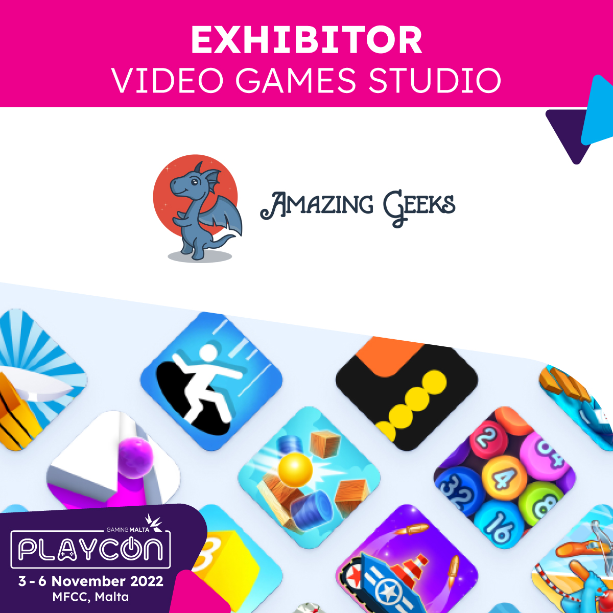 playconmt's tweet photo. Amazing Geeks will be at Playcon 2022❗

With over 15 years of experience in game design &amp; artistic development of video games, @amazingeeks was established to experiment &amp; challenge imagination of what makes games fun &amp; engaging across different genres &amp; unique art styles. https://t.co/agDBbSIsmM