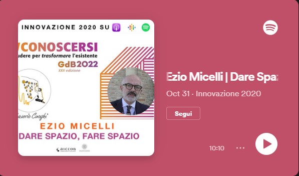 AICCONnonprofit's tweet image. 📢 Dare spazio, fare spazio
🔶 @EzioMicelli,docente @iuav, ai microfoni di @saverio_cuoghi per #innovazione2020, il podcast ufficiale delle #gdb2022.
Buon ascolto!⤵️
open.spotify.com/episode/0OUdaY…
#rigenerazione #terzosettore #luoghi #spazi