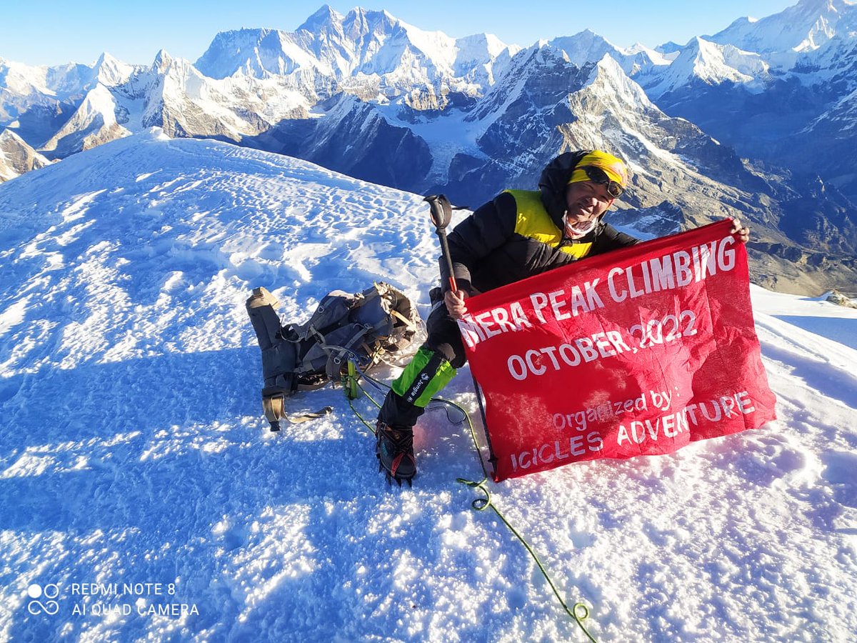 icicleadventure's tweet photo. Congratulations to Mr. Philip for the successful summit of Mera Peak (6,476 m) on 30th October 2022. 
#merapeak #peakclimbing #peakclimbinginnepal #Merapeakclimbing #iciclesadventure #iciclesadventureteam #nepalpeakclimbing https://t.co/wL7m6vetbh