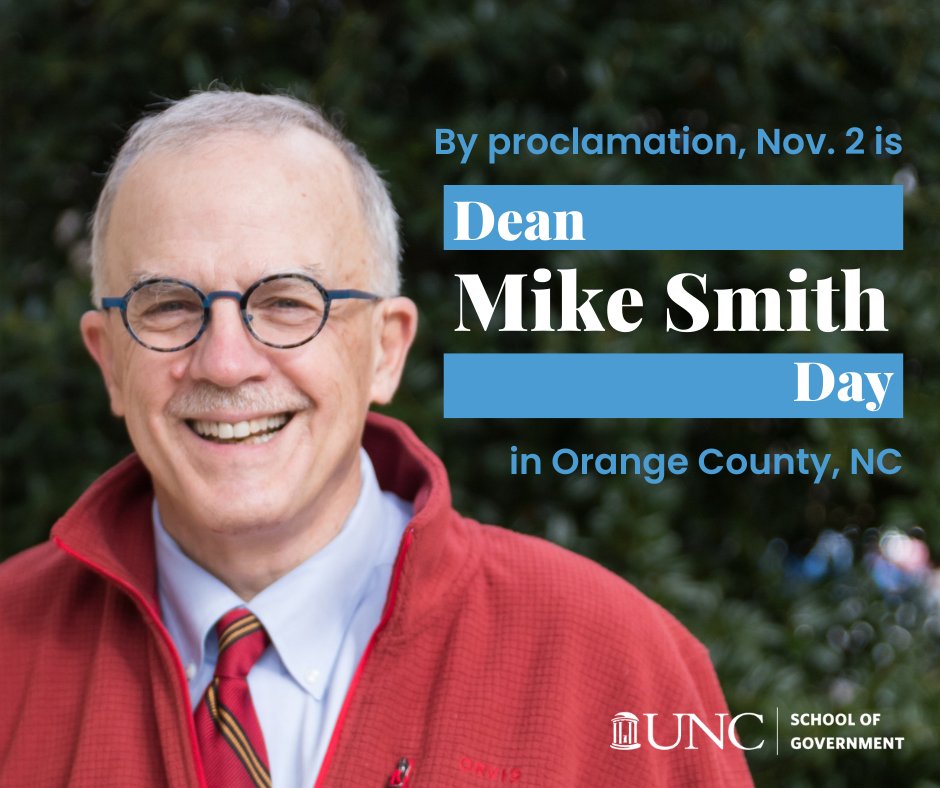 uncsog's tweet photo. Last night, the @OCNCGOV Board of County Commissioners declared November 2, 2022, Dean Mike Smith Day in the county!
This special honor recognizes Mike's dedication to improving North Carolina communities and his 30-year career leading the School.
https://t.co/xE9jWB1ykj https://t.co/7ShUt9LudO