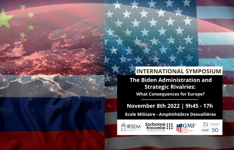IRSEM1's tweet photo. #SaveTheDate 📆| D-4! Only four days left to register for the symposium "The #Biden Administration and Strategic Rivalries: What Consequences for #Europe?" (IRSEM/@Sorbonne_Nvelle/@gmfus/@DiplomatieMag).

➡️Information and registration: https://t.co/N362cl9e42 https://t.co/n506LlrVZh
