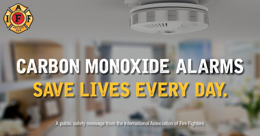 More than 400 people die each year in the United States from carbon monoxide (CO) poisoning. When you install smoke alarms, install carbon monoxide detectors.​ #IAFF #IAFFSafetyTips
