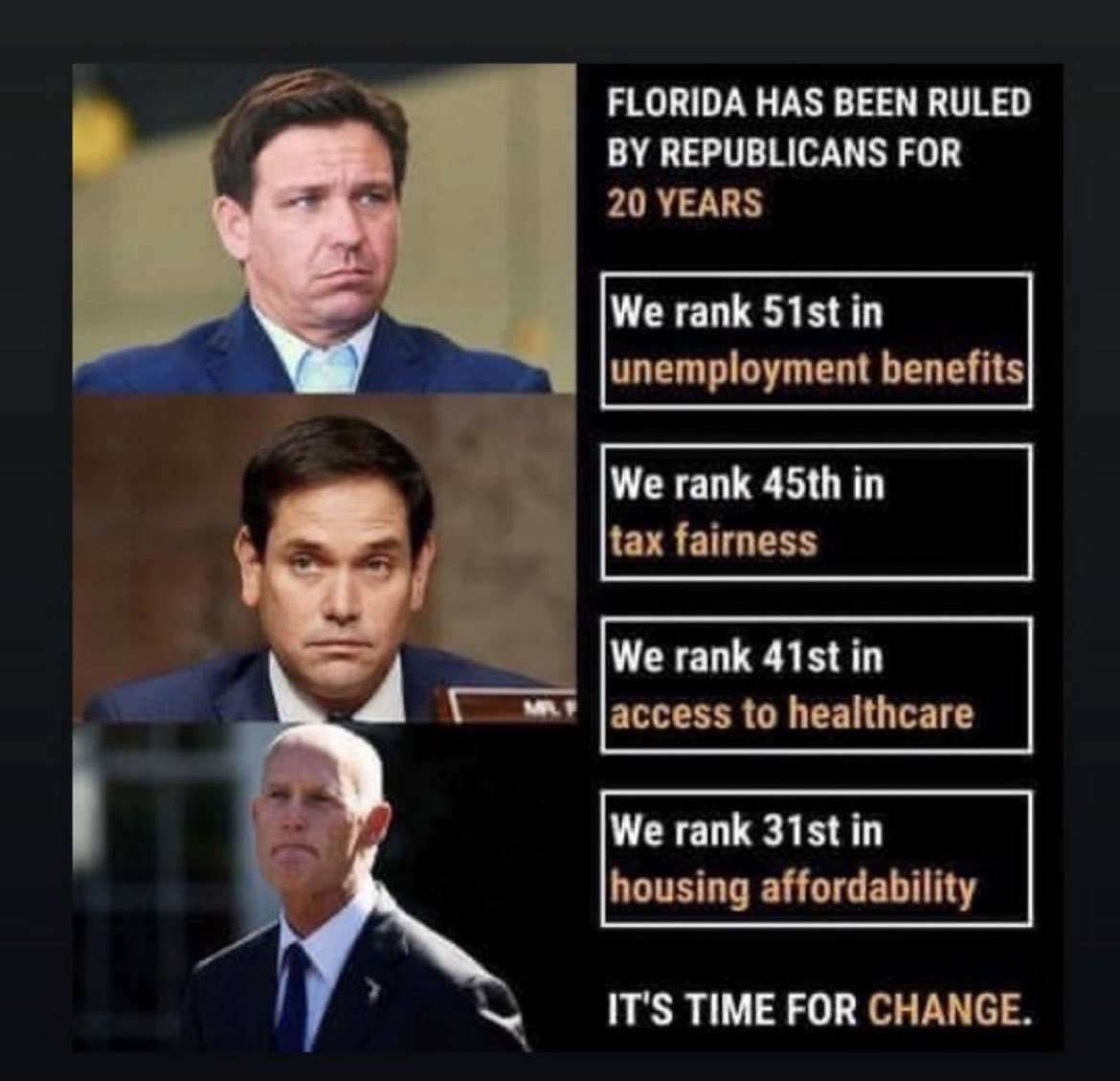 Republicans have destroyed the integrity and sanctity of civil services in Florida 

It’s time to end their reign