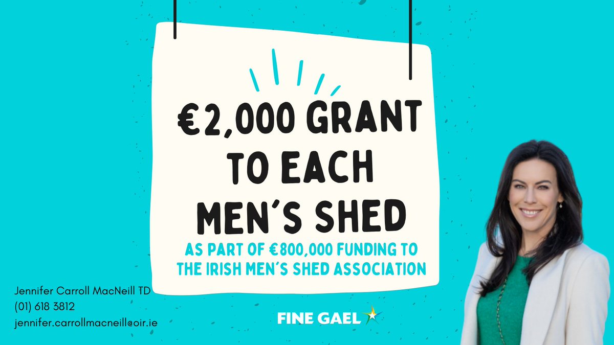 €800,000 funding for the Irish Men's Sheds Association announced today by Minister Heather Humphreys. This will provide much needed help towards running costs of local Men's Sheds, which are an integral part of our local communities. gov.ie/en/publication…