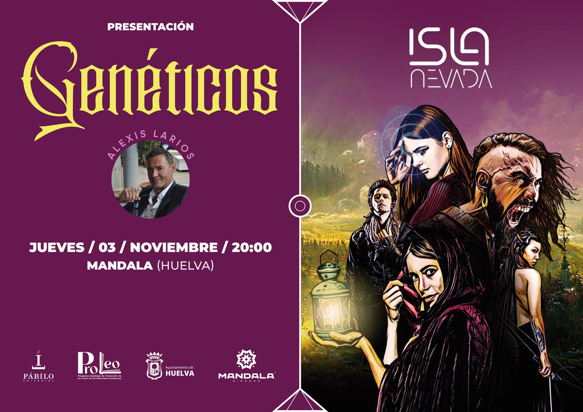 📕📖¿Te gusta la lectura? ¿Quieres conocer una de las últimas novedades del momento?
📣Te proponemos un plan para este jueves a las 20.00 horas en <a href="/mandalamirador/">Mandala Huelva</a>,donde Alexis Larios, de la mano de <a href="/editorialpabilo/">Pábilo Editorial</a> y <a href="/AytoHuelva/">Ayuntamiento Huelva</a>, presentará su novela 'Genéticos', gracias a ProLeo