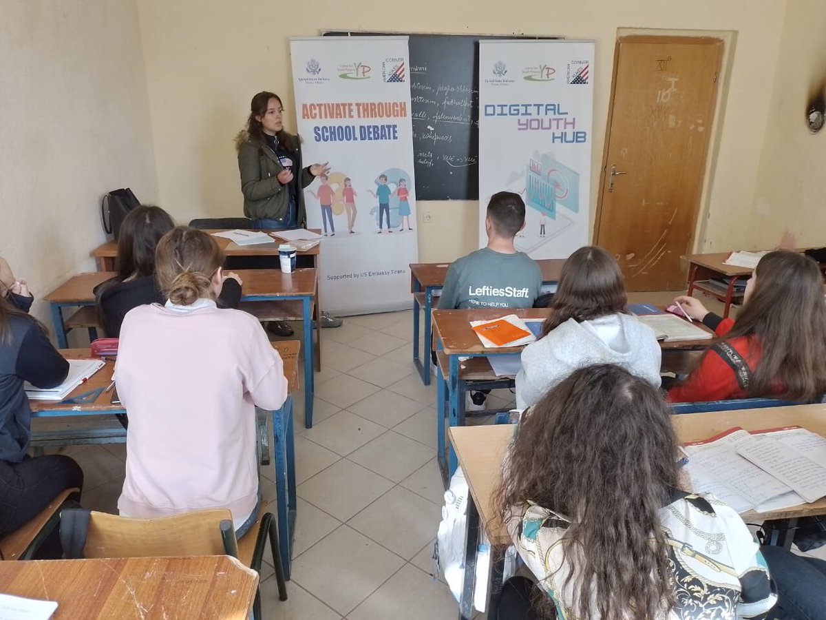 ACKukes's tweet photo. @ACKukes  and our local partner Center for Youth Progress have been visiting various schools over the past week to share information about our newest programs in STEM, Democracy and Rule of Law, Countering Disinformation, English Language, and other themes @USEmbassyTirana https://t.co/N9x2vGFZya