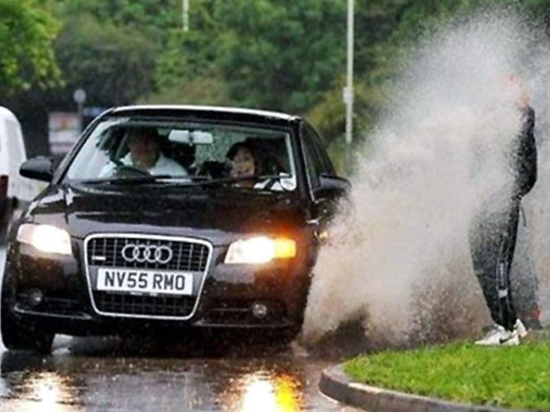 Normalize splashing pedestrians during the rain season. That's the best way to motivate them to buy their own cars