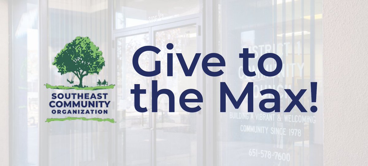 Early giving for Give to the Max Day is here! Your donation to SECO is doubled this year thanks to a donation-match from the SECO Board.

Click here to give: givemn.org/story/Secomatch