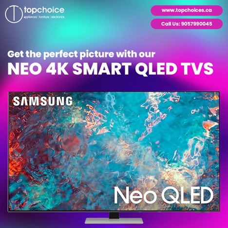 topchoicesca's tweet photo. If you're looking for the best in picture quality, then look no further than our Neo #4KSmart #QLEDTVs. With their superior image and sound clarity they will deliver your every desire as well as capture those special moments like nothing else can! visit us today and get 20% off. https://t.co/6P4nZUrQ29