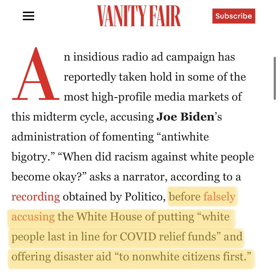 /1 THREAD: 

@calebecarma at @VanityFair denies the existence of the Biden Administration’s racially...