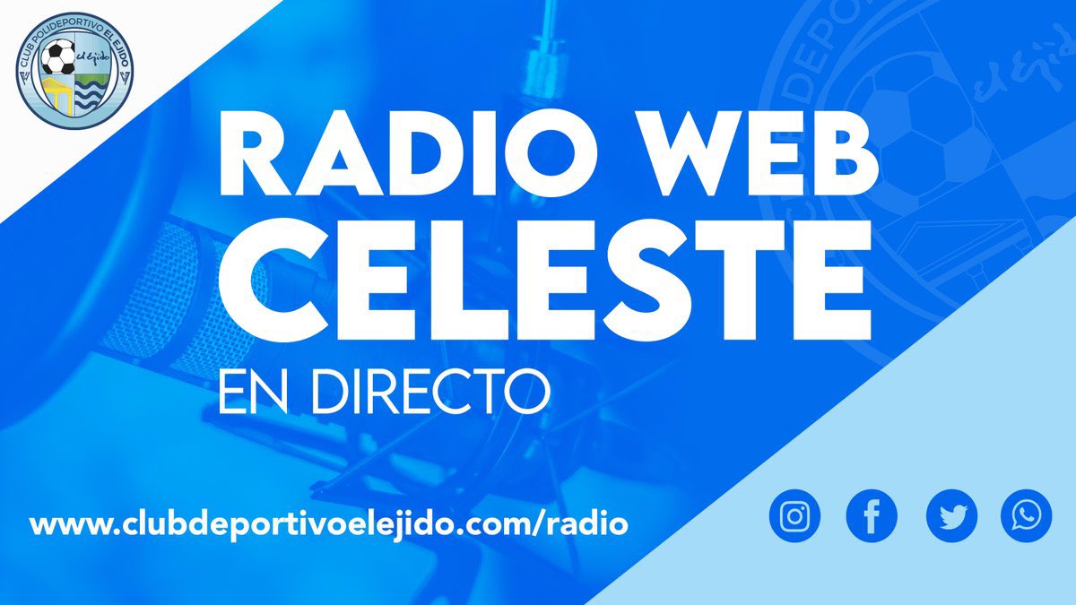 📡RADIO WEB CELESTE📡 Mañana a partir de las 9:30h rueda de prensa de @dcabello10 previa al encuentro ante el @VELEZCFoficial 🔗clubdeportivoelejido.com/radio/ Baldesanic Consultores, Comerciantes del Poniente, Torresplast Invernaderos, Inversiones Eurogreen y @NaturaFirst